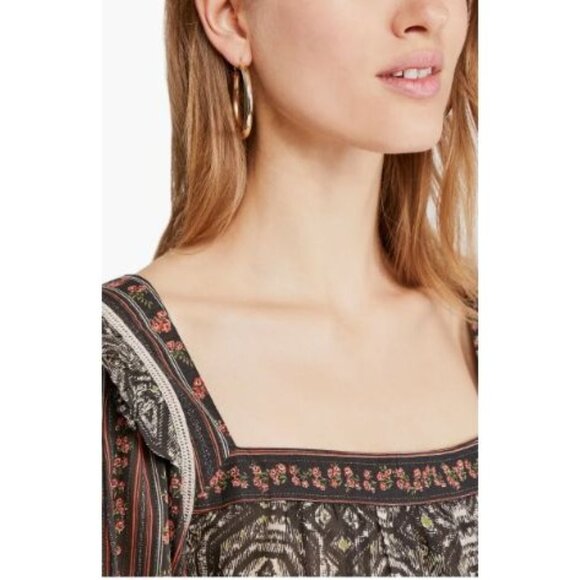 Free People Mostly Meadow Blouse XS Black Combo - Picture 8 of 12
